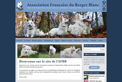 Site web de l'Association Française du Berger Blanc conçu par Yorleen Design