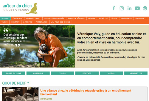 Site web d'Au'tour du Chien, services canins de Véronique Valy