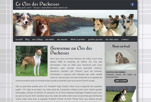 Site web de l'élevage canin du Clos des Duchesses conçu par Yorleen Design