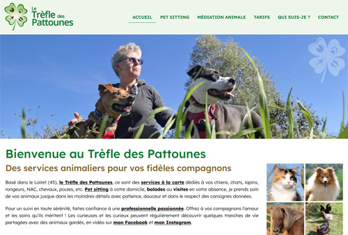 Site web du Trèfle des Pattounes, petsitting et médiation animale